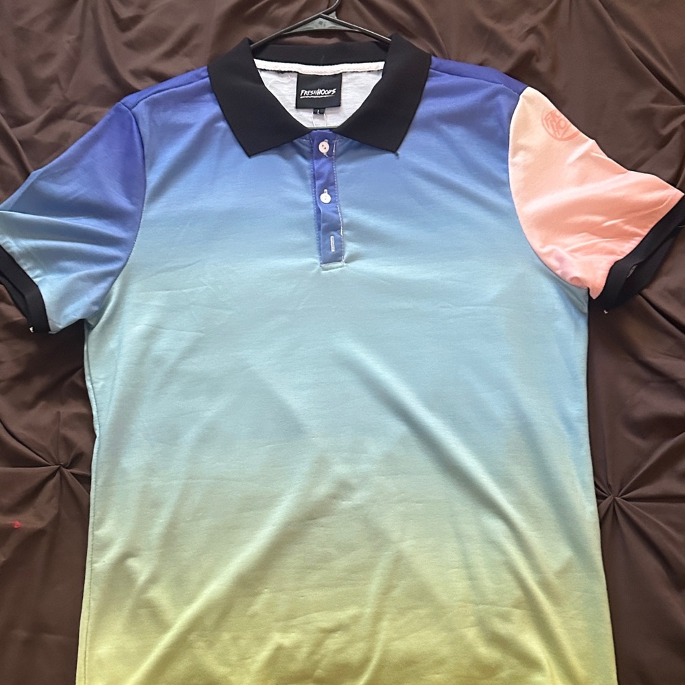 Fresh Men's Polo Shirt - Blue, Pink, and Yellow